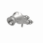 MagnaFlow 52244 oem grade direct-fit catalytic converter, opposite front three-quarter view of the turntable spin