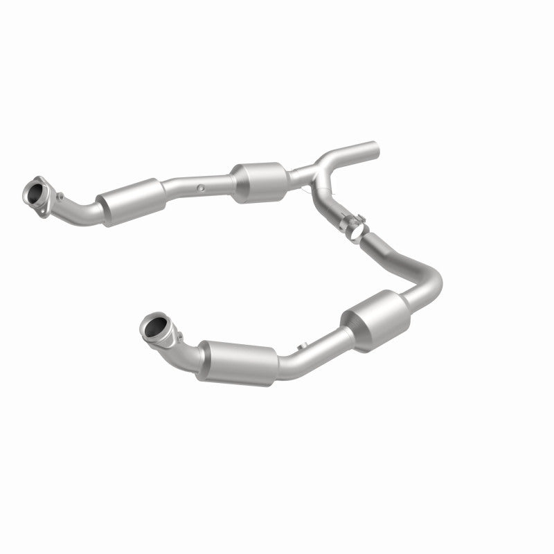 MagnaFlow 5481640 carb direct-fit catalytic converter, front three-quarter view of the turntable spin