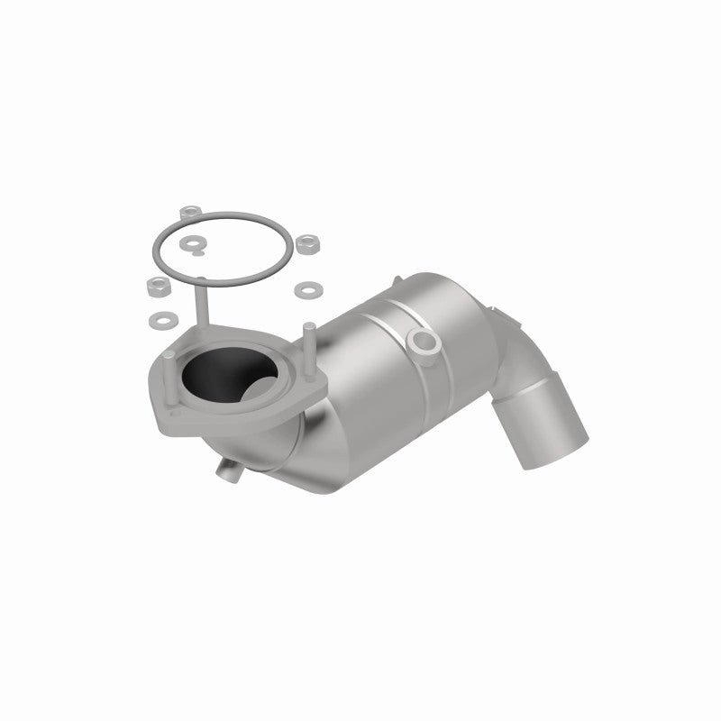 MagnaFlow 52015 oem grade direct-fit catalytic converter, rear three-quarter view of the turntable spin