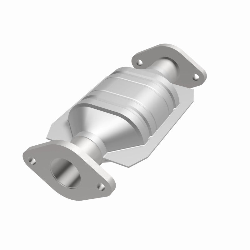 MagnaFlow 93164 hm grade direct-fit catalytic converter, opposite front three-quarter view of the turntable spin