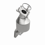 MagnaFlow 52300 oem grade direct-fit catalytic converter, opposite front three-quarter view of the turntable spin