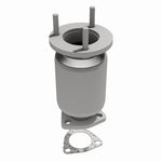 MagnaFlow 50601 epa direct-fit catalytic converter, opposite front three-quarter view of the turntable spin