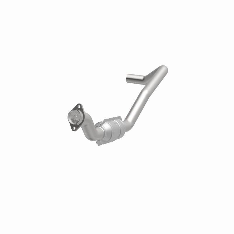 MagnaFlow 93417 hm grade direct-fit catalytic converter, opposite front three-quarter view of the turntable spin