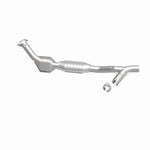 MagnaFlow 447130 carb direct-fit catalytic converter, side view of the turntable spin