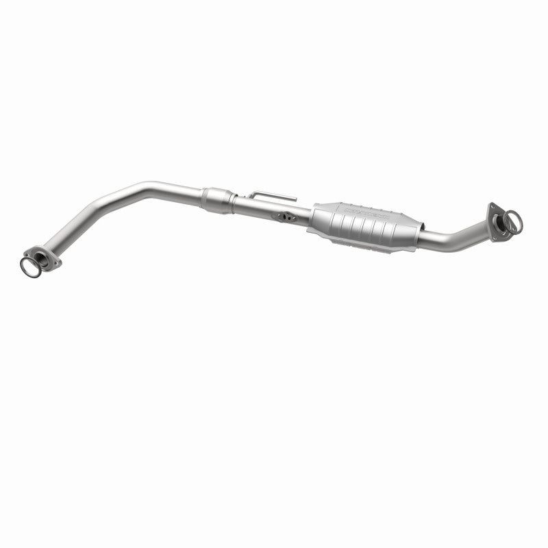 MagnaFlow 447173 carb direct-fit catalytic converter, opposite rear three-quarter view of the turntable spin