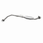 MagnaFlow 447173 carb direct-fit catalytic converter, opposite rear three-quarter view of the turntable spin