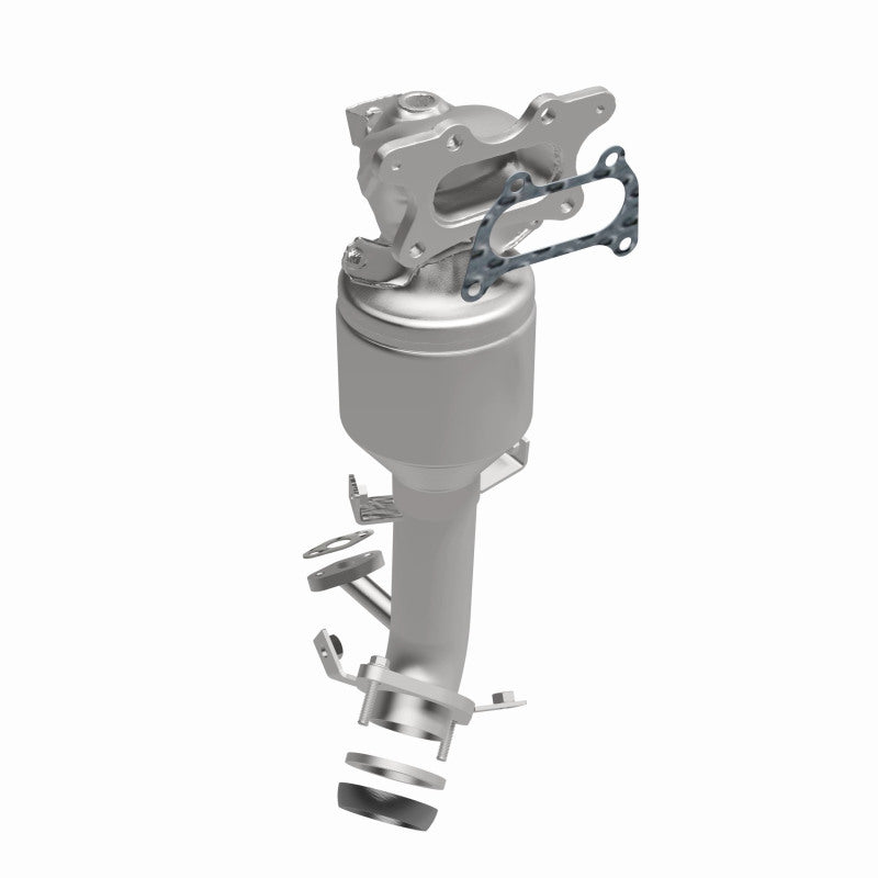 MagnaFlow 52022 oem grade manifold converter, front three-quarter view of the turntable spin