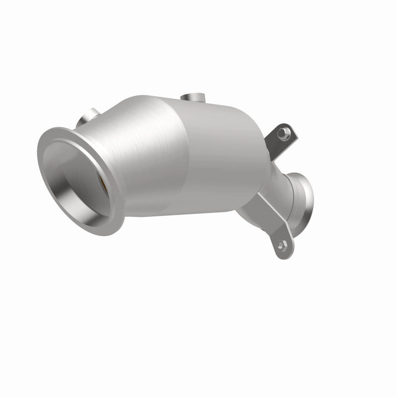 MagnaFlow 52245 oem grade direct-fit catalytic converter, opposite front three-quarter view of the turntable spin