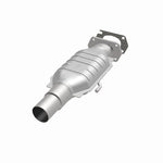MagnaFlow 93439 epa direct-fit catalytic converter, opposite front three-quarter view of the turntable spin