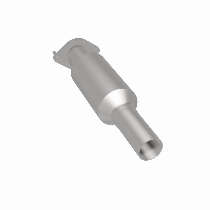 MagnaFlow 5571981 carb direct-fit catalytic converter, rear three-quarter view of the turntable spin