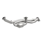 MagnaFlow 444019 carb direct-fit catalytic converter, front three-quarter view of the turntable spin