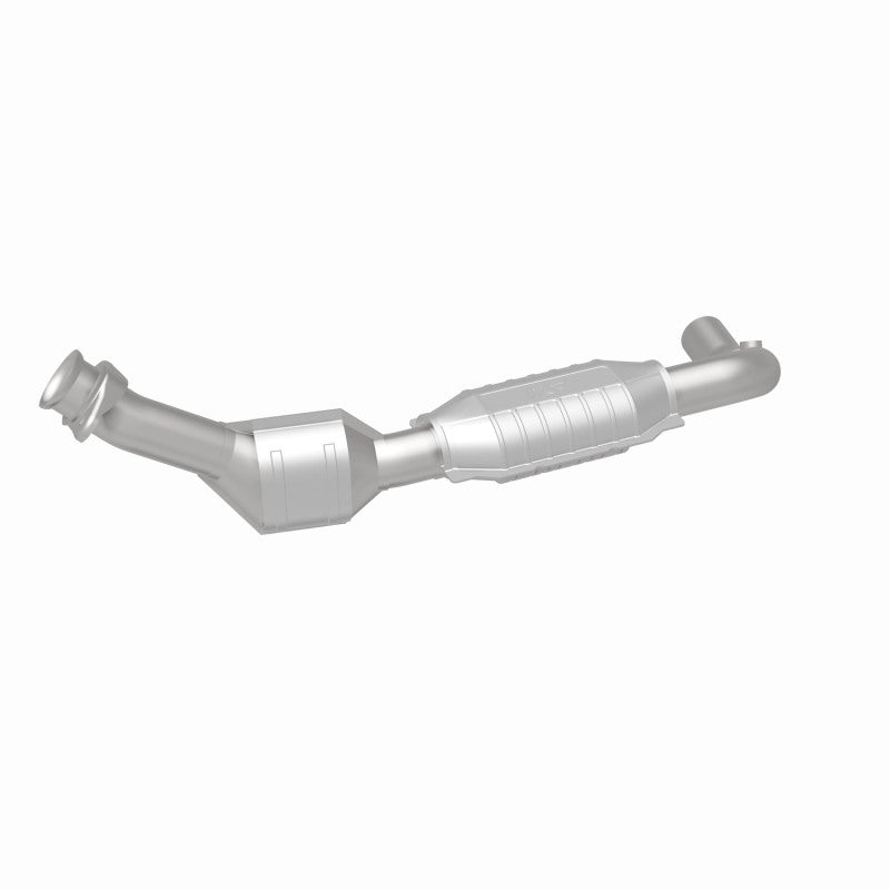 MagnaFlow 93154 hm grade direct-fit catalytic converter, rear three-quarter view of the turntable spin