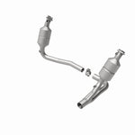 MagnaFlow 49658 oem grade direct-fit catalytic converter, rear view of the turntable spin