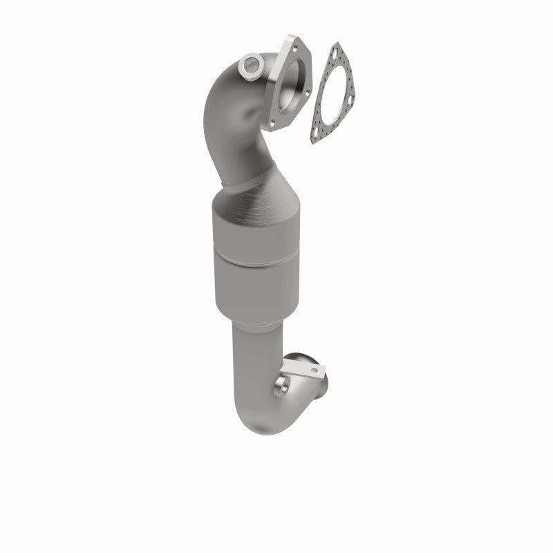 MagnaFlow 5461350 carb direct-fit catalytic converter, opposite front three-quarter view of the turntable spin