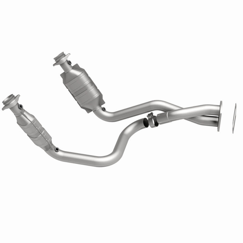 MagnaFlow 49911 oem grade direct-fit catalytic converter, side view of the turntable spin