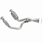 MagnaFlow 49911 oem grade direct-fit catalytic converter, side view of the turntable spin
