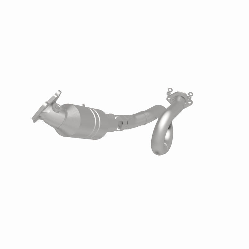 MagnaFlow 5551029 carb direct-fit catalytic converter, rear three-quarter view of the turntable spin