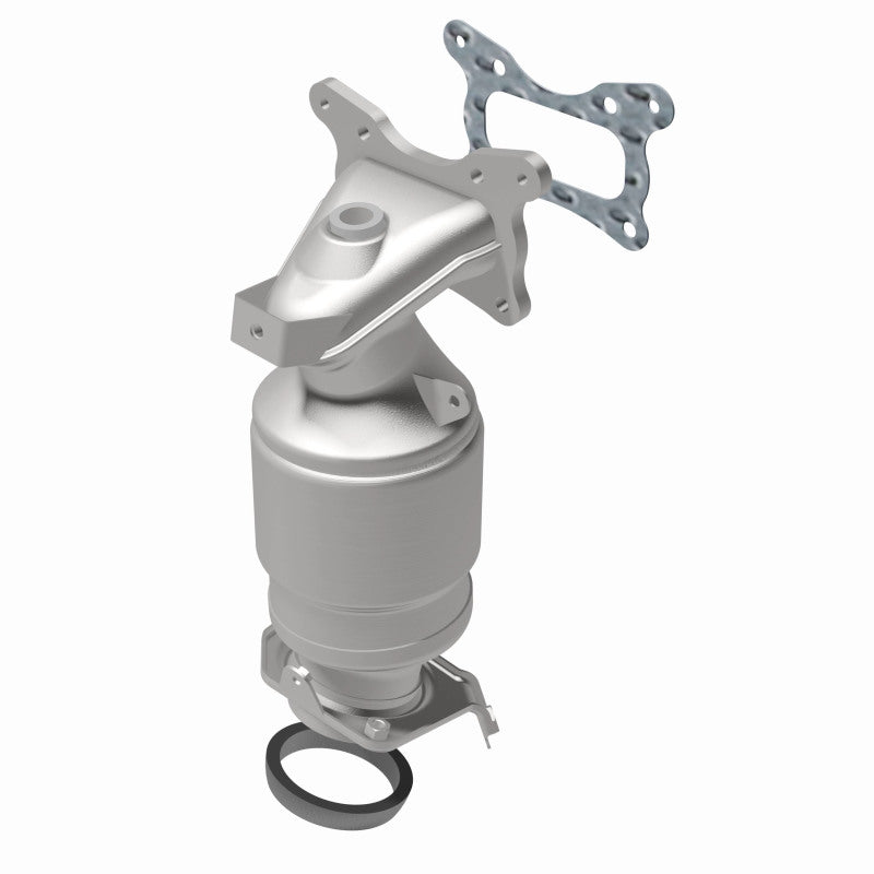 MagnaFlow 52020 oem grade manifold converter, rear view of the turntable spin