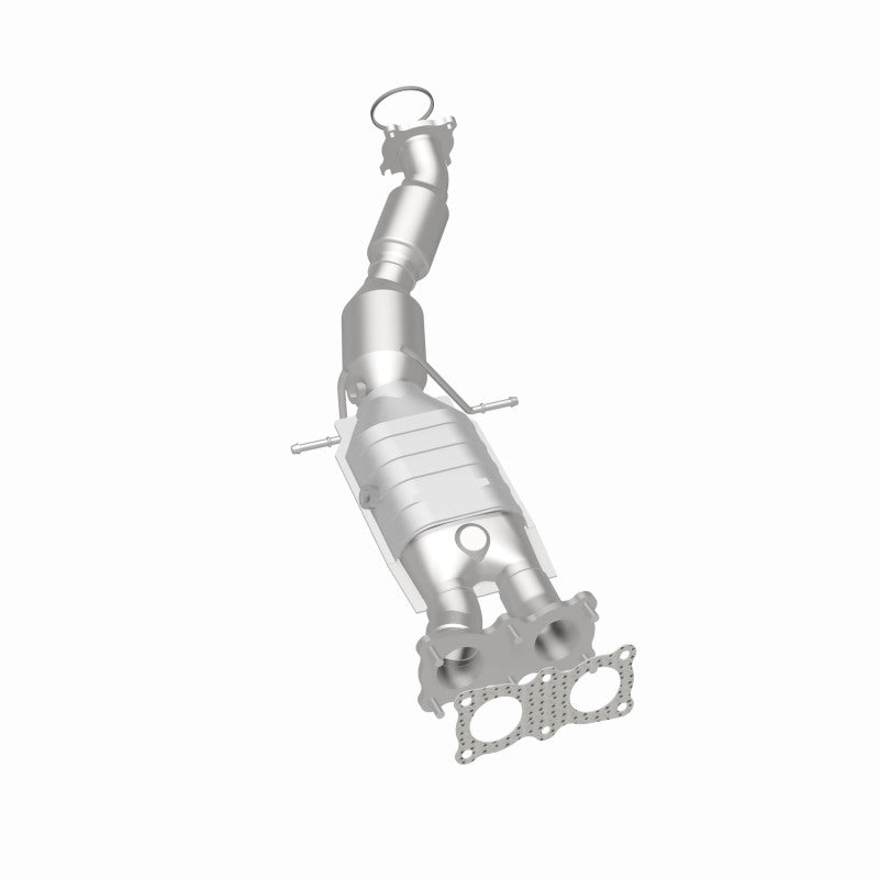 MagnaFlow 52005 oem grade direct-fit catalytic converter, rear three-quarter view of the turntable spin