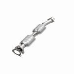 MagnaFlow 23541 hm grade direct-fit catalytic converter, opposite front three-quarter view of the turntable spin