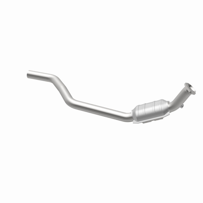 MagnaFlow 93210 hm grade direct-fit catalytic converter, opposite rear three-quarter view of the turntable spin