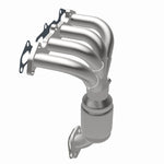 MagnaFlow 49369 oem grade manifold converter, opposite rear three-quarter view of the turntable spin