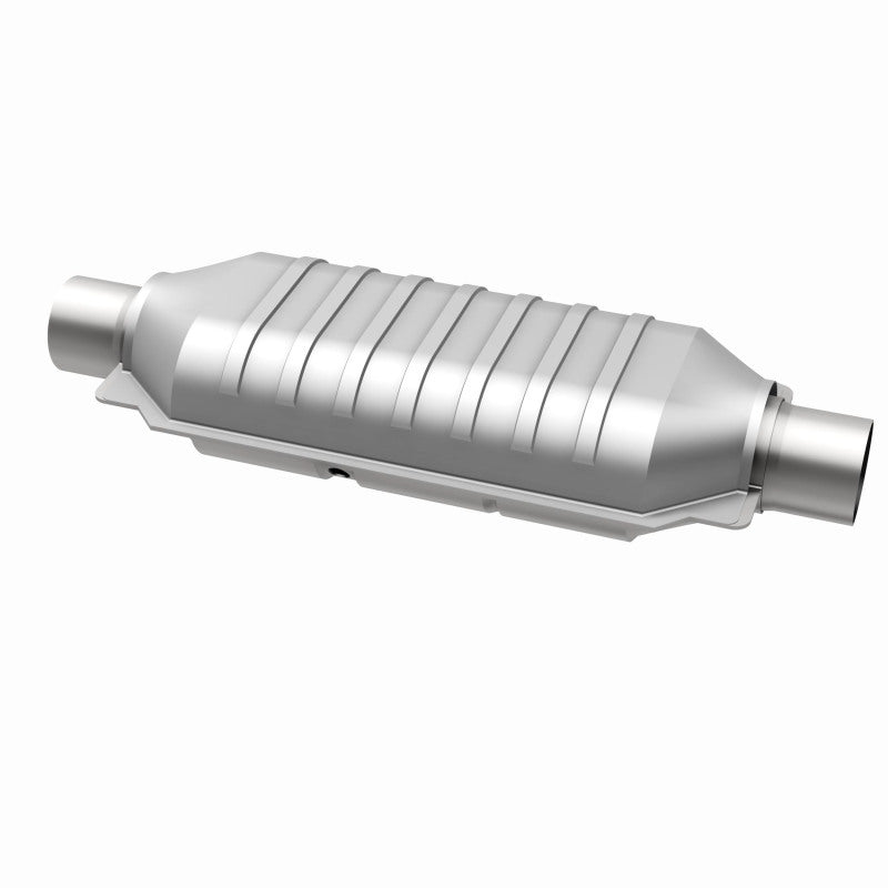 MagnaFlow 99506HM universal catalytic converter, opposite rear three-quarter view of the turntable spin