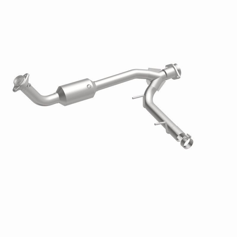 MagnaFlow 52508 oem grade direct-fit catalytic converter, front three-quarter view of the turntable spin
