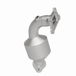 MagnaFlow 551402 carb direct-fit catalytic converter, opposite rear three-quarter view of the turntable spin