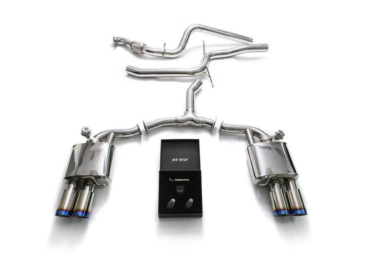 ARMYTRIX Stainless Steel Valvetronic Catback Exhaust System Quad Blue Coated Tips For Audi A5 Quattro | A5 Sportback 2.0 TFSI B9 2016-2021