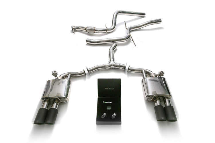 ARMYTRIX Stainless Steel Valvetronic Catback Exhaust System Quad Matte Black Tips For Audi A5 | A5 Sportback 2.0 TFSI B9 2016-2021