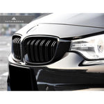 AutoTecknic Aero Glazing Black Dual Slats Front Grilles For BMW F36 328i - AutoTalent