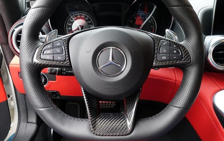 AutoTecknic Interior Steering Wheel Trim For Mercedes-Benz W205 C63 AMG  - AutoTalent