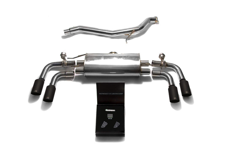 ARMYTRIX Stainless Steel Valvetronic Catback Exhaust System Quad Matte Black Tips For Audi TT | TTS Quattro MK2 8J 2007-2014