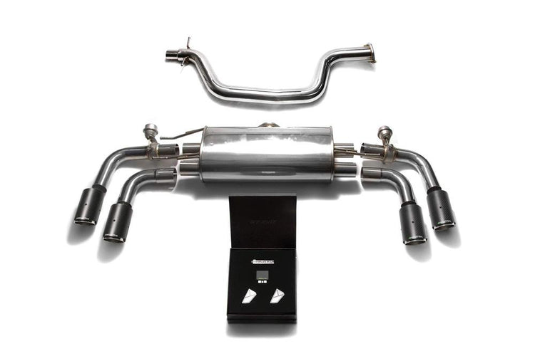 ARMYTRIX Stainless Steel Valvetronic Catback Exhaust System Quad Carbon Tips For Audi TT MK2 8J 2007-2014