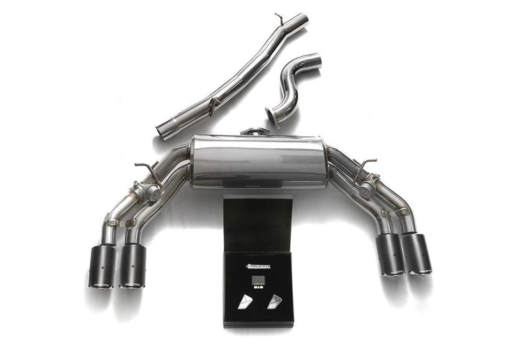 ARMYTRIX Stainless Steel Valvetronic Catback Exhaust System Quad Carbon Tips For Audi TTS Quattro MK3 8S 2.0 TFSI 2015-2021