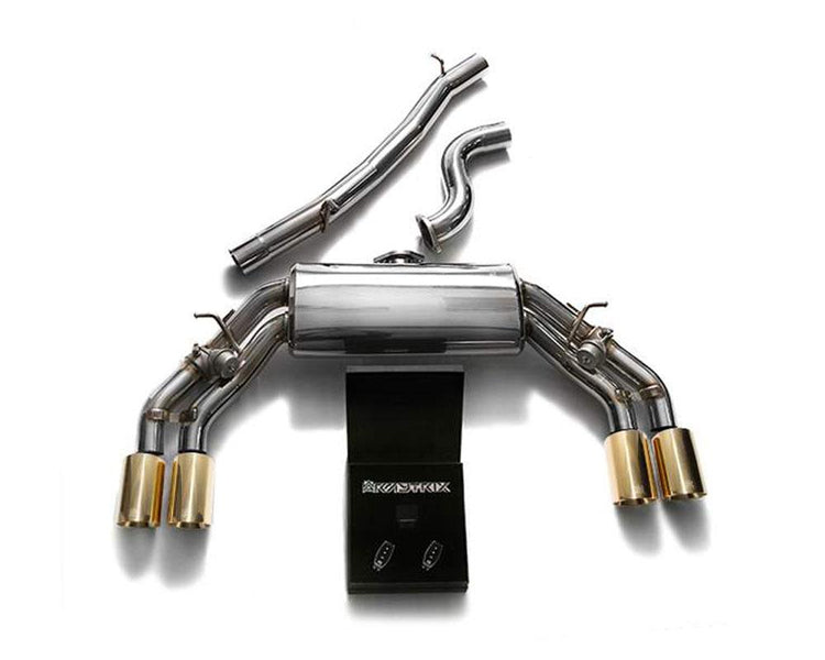 ARMYTRIX Stainless Steel Valvetronic Catback Exhaust System Quad Gold Tips For Audi TTS Quattro MK3 8S 2.0 TFSI 2015-2021
