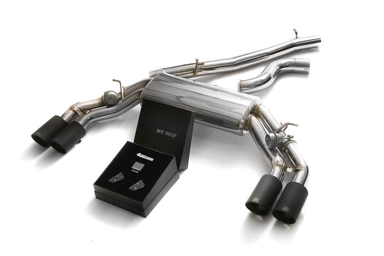 ARMYTRIX Stainless Steel Valvetronic Catback Exhaust System Quad Matte Black Tips For Audi TTS Quattro MK3 8S 2.0 TFSI 2015-2021