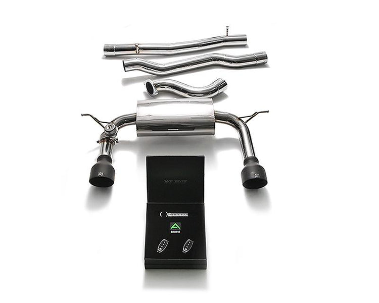 ARMYTRIX Stainless Steel Valvetronic Catback Exhaust System Dual Matte Black Tips For Audi TTS Quattro MK3 8S 2.0 TFSI 2015-2021