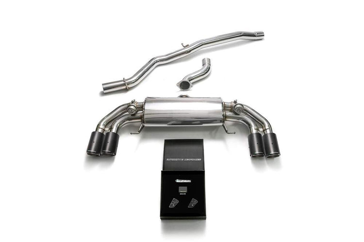 ARMYTRIX Stainless Steel Valvetronic Catback Exhaust System Quad Carbon Tips For Audi S1 8X 2.0L Turbo 2015-2021