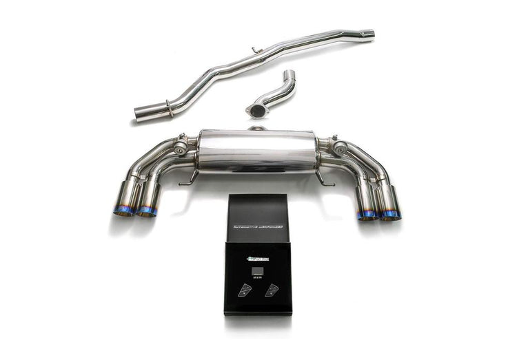 ARMYTRIX Stainless Steel Valvetronic Catback Exhaust System Quad Blue Coated Silver Tips For Audi S1 8X 2.0L Turbo 2015-2021