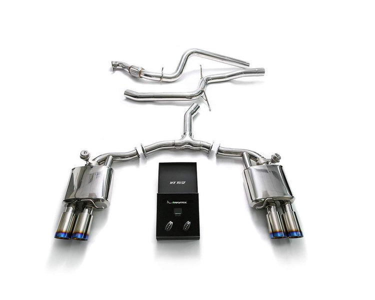 ARMYTRIX Stainless Steel Valvetronic Catback Exhaust System Quad Blue Coated Tips For Audi A4 | A4 Avant 2.0L TFSI B9 2016-2021
