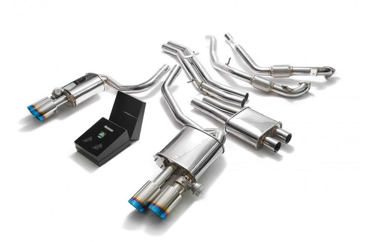 ARMYTRIX Stainless Steel Valvetronic Catback Exhaust System Quad Blue Coated Tips For Audi S4 | S4 Avant 3.0L V6 Turbo B9 2017-2021