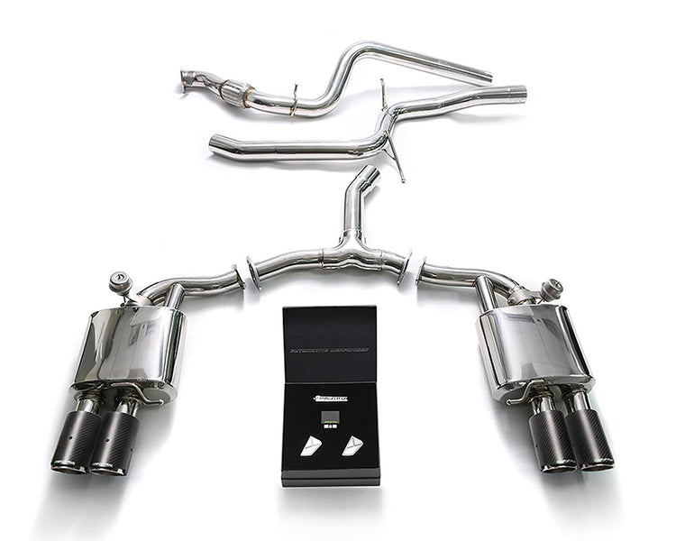 ARMYTRIX Stainless Steel Valvetronic Catback Exhaust System Quad Carbon Tips For Audi A5 Quattro | A5 Sportback 2.0 TFSI B9 2016-2021