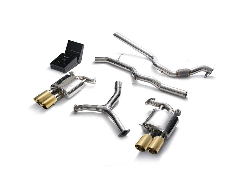 ARMYTRIX Stainless Steel Valvetronic Catback Exhaust System Quad Gold Tips For Audi A5 Quattro | A5 Sportback 2.0 TFSI B9 2016-2021