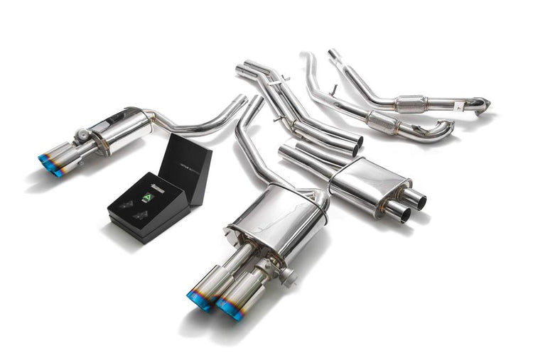 ARMYTRIX Stainless Steel Valvetronic Catback Exhaust System Quad Blue Coated Tips For Audi S5 Coupe 3.0L V6 Turbo B9 2017-2021