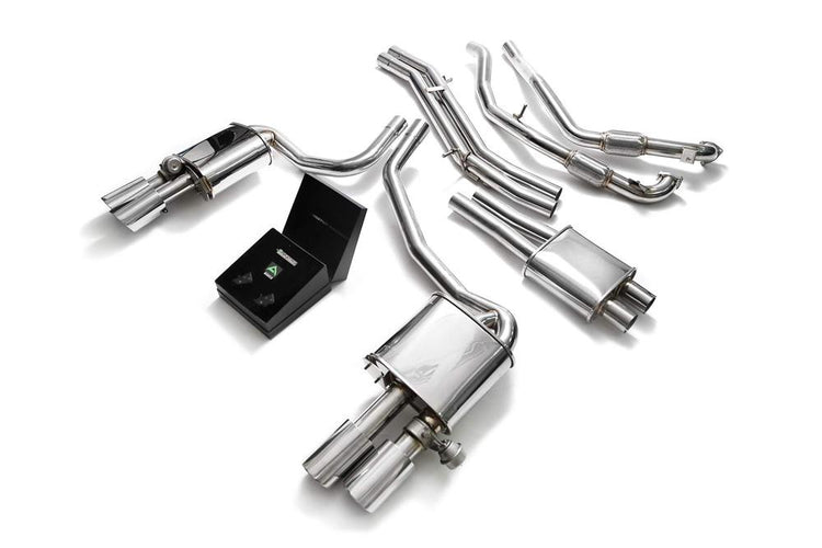 ARMYTRIX Stainless Steel Valvetronic Catback Exhaust System Quad Gold Tips For Audi S5 Coupe 3.0L V6 Turbo B9 2017-2021