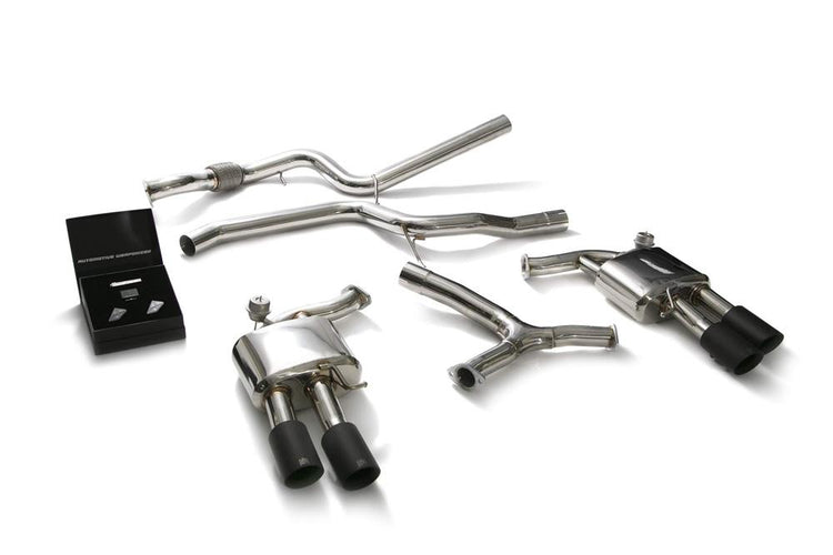 ARMYTRIX Stainless Steel Valvetronic Catback Exhaust System Quad Matte Black Tips For Audi A5 Coupe 2WD B9 2016-2021
