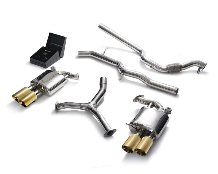 ARMYTRIX Stainless Steel Valvetronic Catback Exhaust System Quad Gold Tips For Audi A5 Coupe 4WD B9 2016-2021