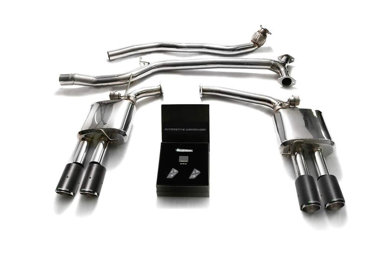 ARMYTRIX Stainless Steel Valvetronic Catback Exhaust System Quad Carbon Tips For Audi A5 | A5 Quattro 2005-2015